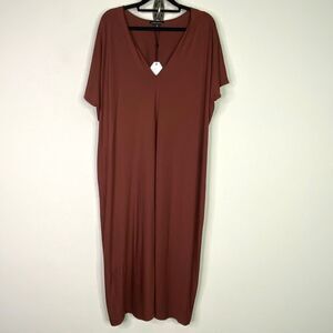 New Universal Standard Teresa Jersey V-Neck Midi Dress Women's Plus Size 1X (sp)